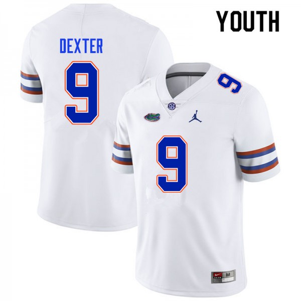 Youth #9 Gervon Dexter Florida Gators College Football Jersey White